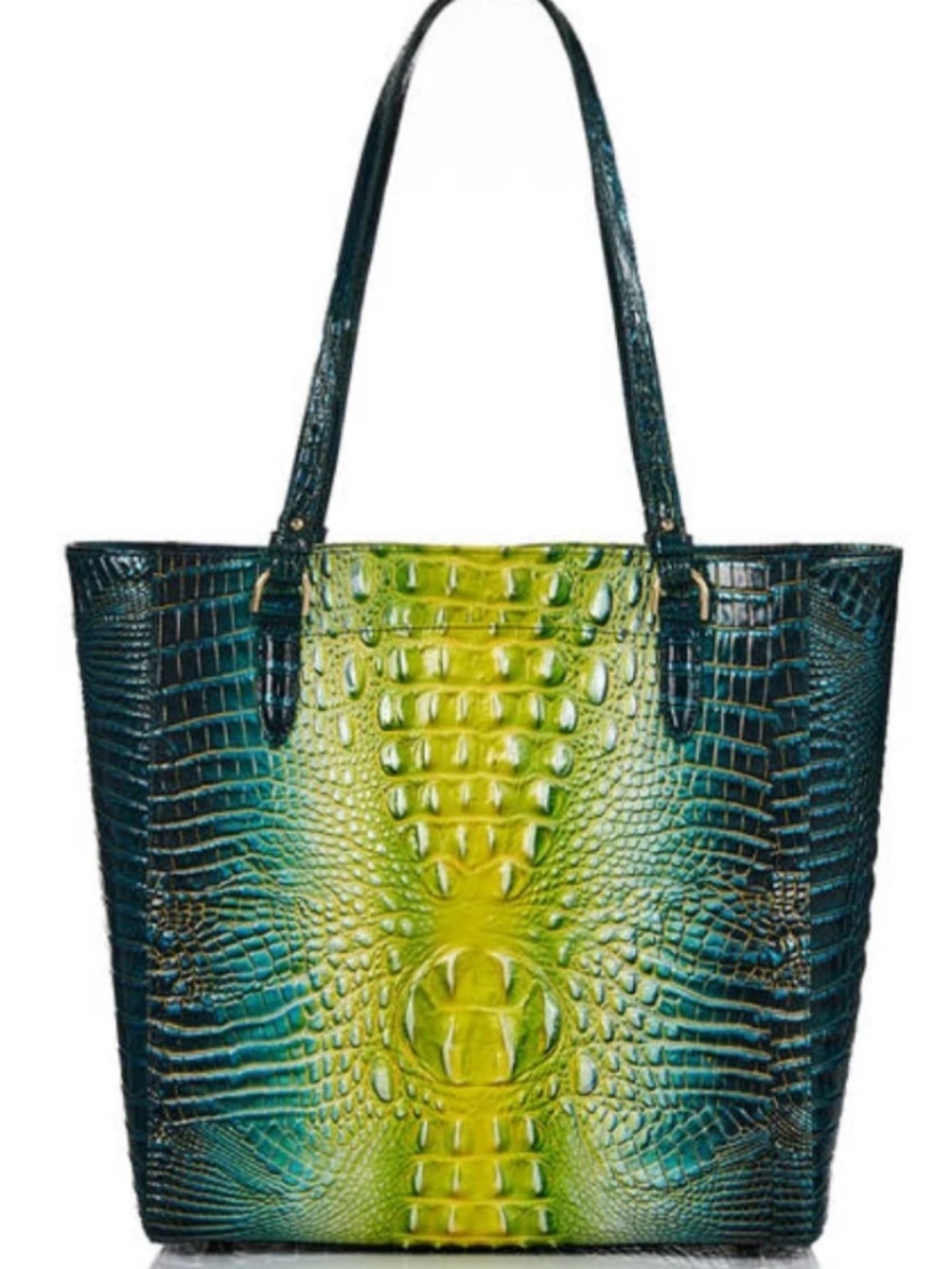 NWOT BRAHMIN APRIL TOTE IN ZESTY GREEN OMBRÉ